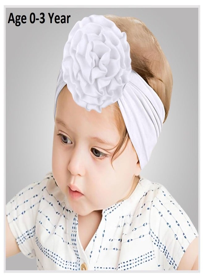 SYGA Baby Headbands Soft Nylon Fancy Flower Strechable Hairbands For Newborn Infant Toddlers Kids 0-3 Year (White) - Image 5