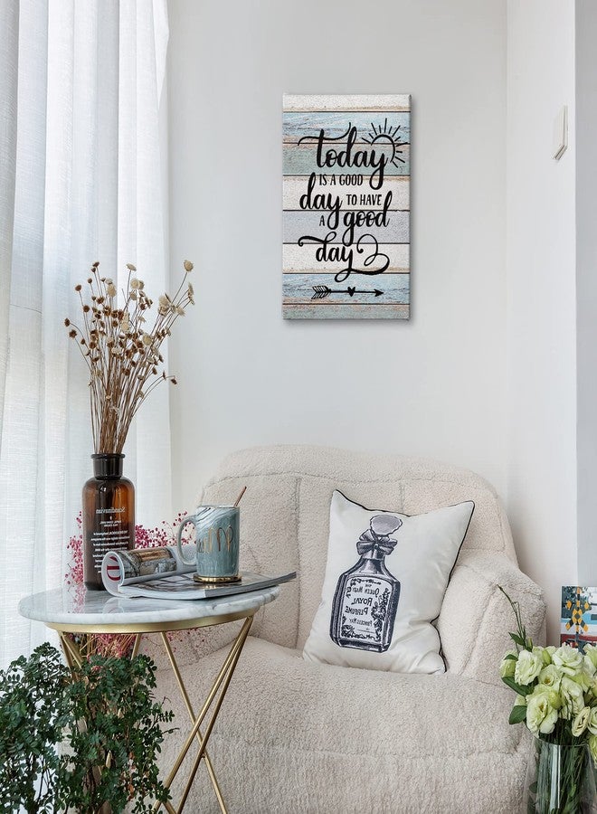 PHAMTE Home Today Is a Good Day To Have a Good Day Inspirational Quotes Wall Art, Rustic Farmhouse Motivational Saying Print Framed Canvas Painting Artwork Home Bathroom Room Office Decor（11x14 Inch) - Image 2