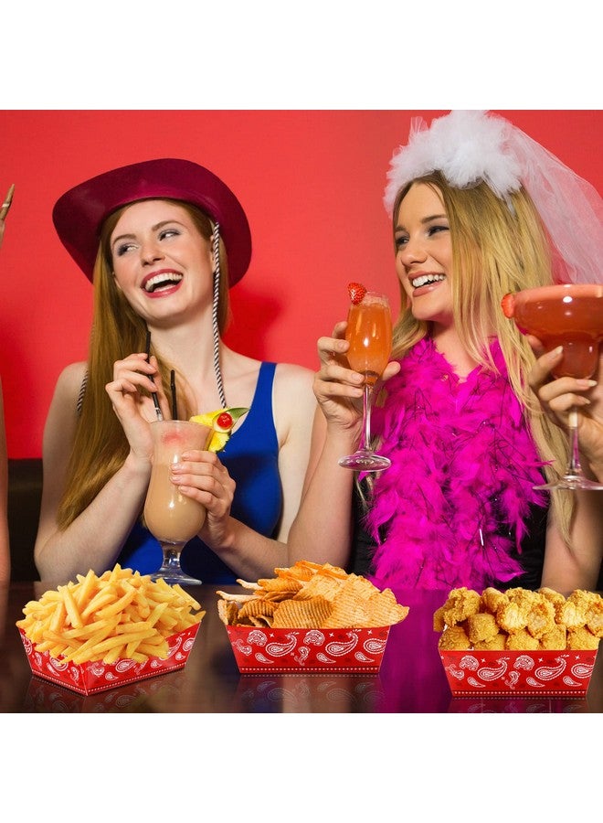 Junkin Cowboy Birthday Party Supplies Carnival 0.66 Lb Red Paisley Food Tray Paper Bandana Western Party Favor Western Nacho Trays Paperboard Hot Dog Tray Cowboy Party Decorations (Cowboy 30 Pcs) - Image 5