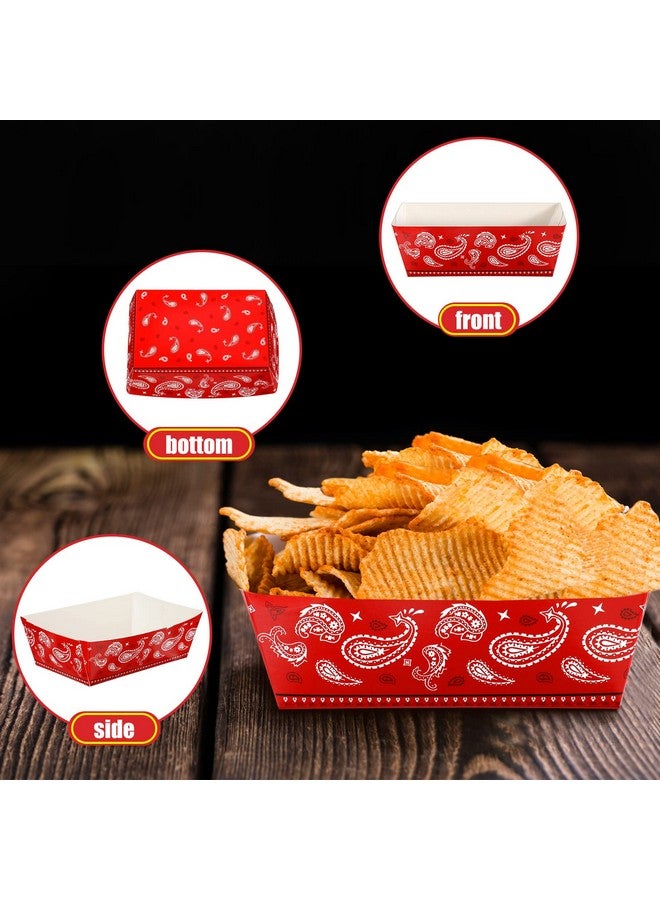 Junkin Cowboy Birthday Party Supplies Carnival 0.66 Lb Red Paisley Food Tray Paper Bandana Western Party Favor Western Nacho Trays Paperboard Hot Dog Tray Cowboy Party Decorations (Cowboy 30 Pcs) - Image 4