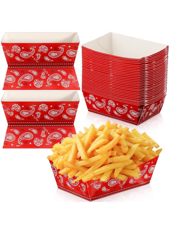 Junkin Cowboy Birthday Party Supplies Carnival 0.66 Lb Red Paisley Food Tray Paper Bandana Western Party Favor Western Nacho Trays Paperboard Hot Dog Tray Cowboy Party Decorations (Cowboy 30 Pcs) - Image 1