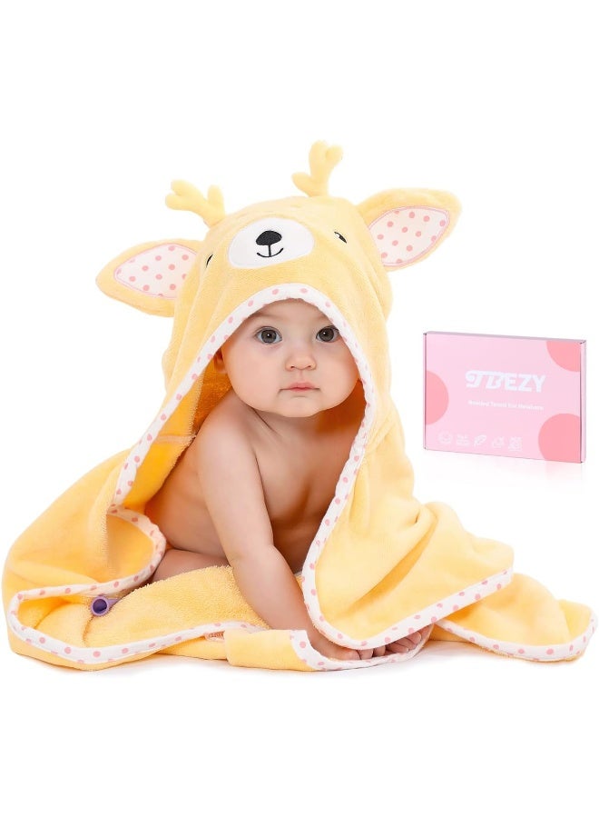 TBEZY Baby Hooded Towel with Unique Animal Design Ultra Soft Thick Cotton Bath Towel for Newborn (Fawn) - Image 1