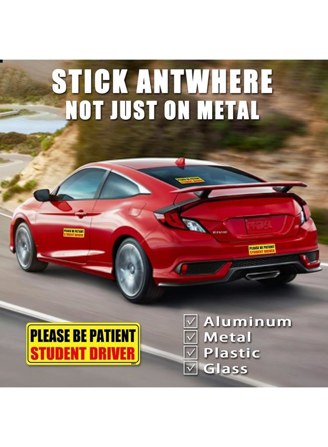 BOKA Student Driver Magnet for Car, Upgraded Please Be Patient New Driver Safety Signs,Teen Rookie Novice Driver Vehicle Bumper Magnetic Sticker for Beginner, High Reflective, Red Font, Set of 3 - Image 5