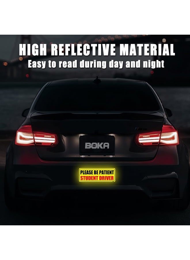 BOKA Student Driver Magnet for Car, Upgraded Please Be Patient New Driver Safety Signs,Teen Rookie Novice Driver Vehicle Bumper Magnetic Sticker for Beginner, High Reflective, Red Font, Set of 3 - Image 3