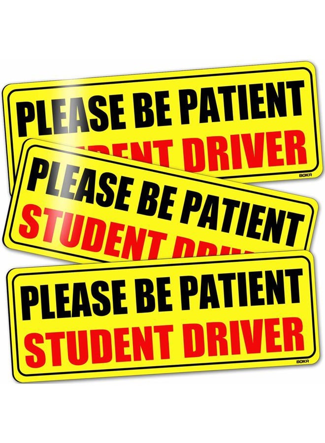 BOKA Student Driver Magnet for Car, Upgraded Please Be Patient New Driver Safety Signs,Teen Rookie Novice Driver Vehicle Bumper Magnetic Sticker for Beginner, High Reflective, Red Font, Set of 3 - Image 1