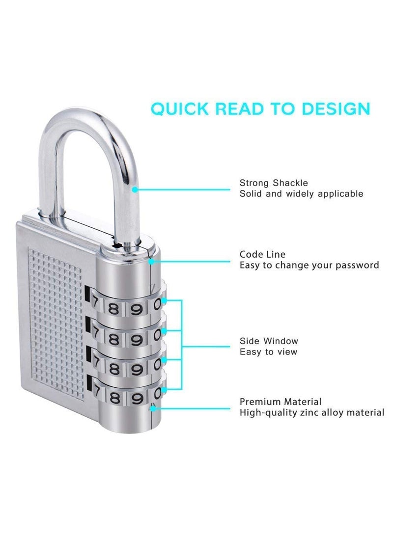 KARDIFF KARDIFF Bag Lock Combination Number Locks for Door Password Key Home Digital Finger Padlock Deal Security Smart 4Digit Safe Pin Hand Bag Silver 2pcs Alloy Steel  - Image 4