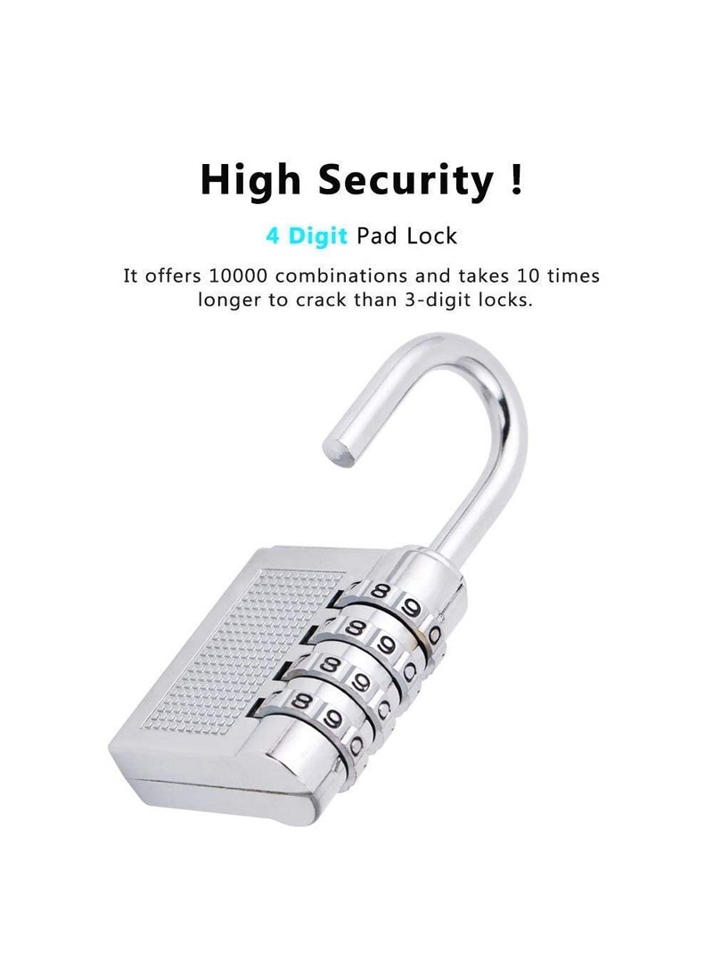 KARDIFF KARDIFF Bag Lock Combination Number Locks for Door Password Key Home Digital Finger Padlock Deal Security Smart 4Digit Safe Pin Hand Bag Silver 2pcs Alloy Steel  - Image 3
