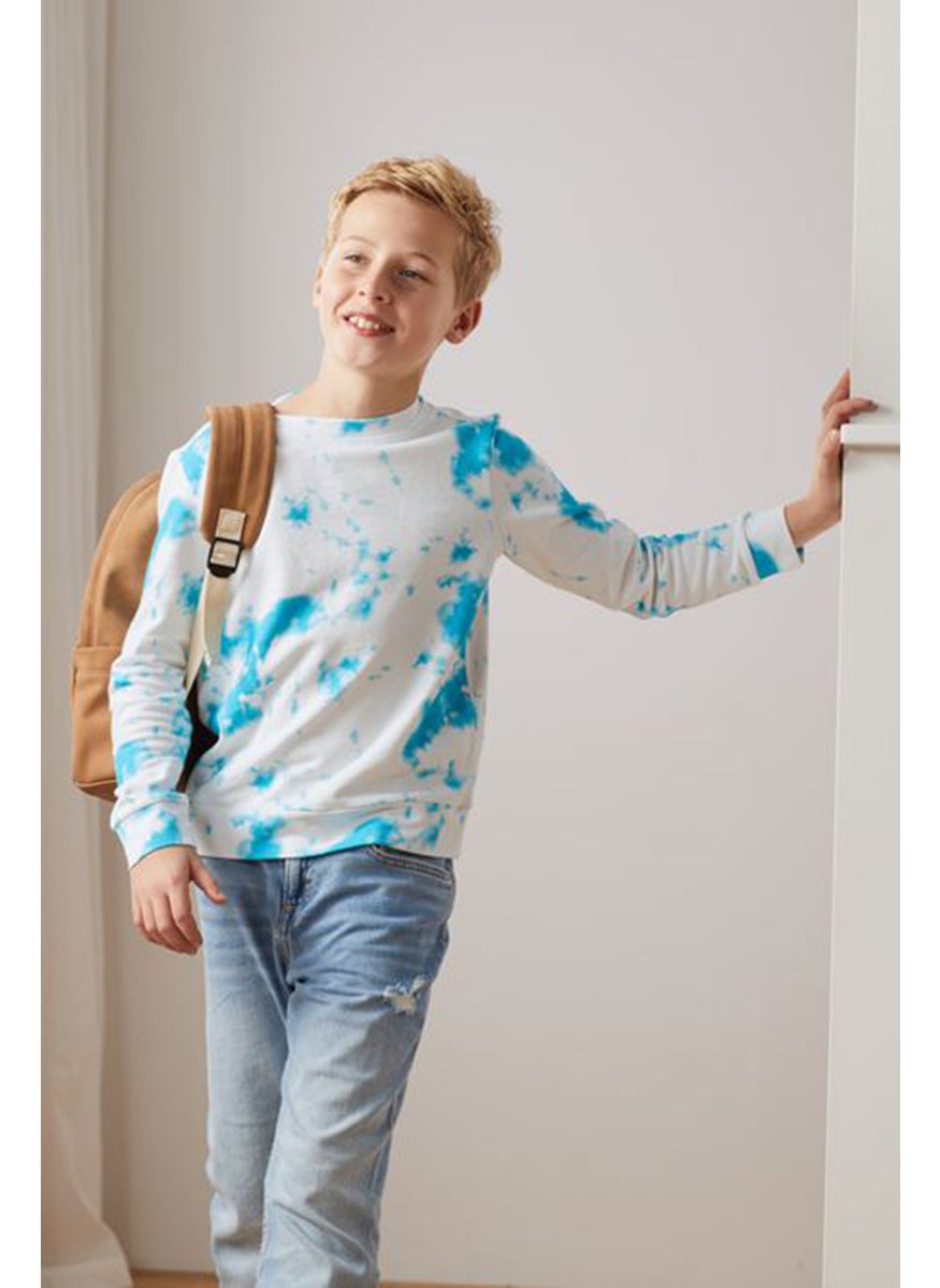 Tchibo Kids Boy Tie Dye Sweatshirt, White  - Image 1