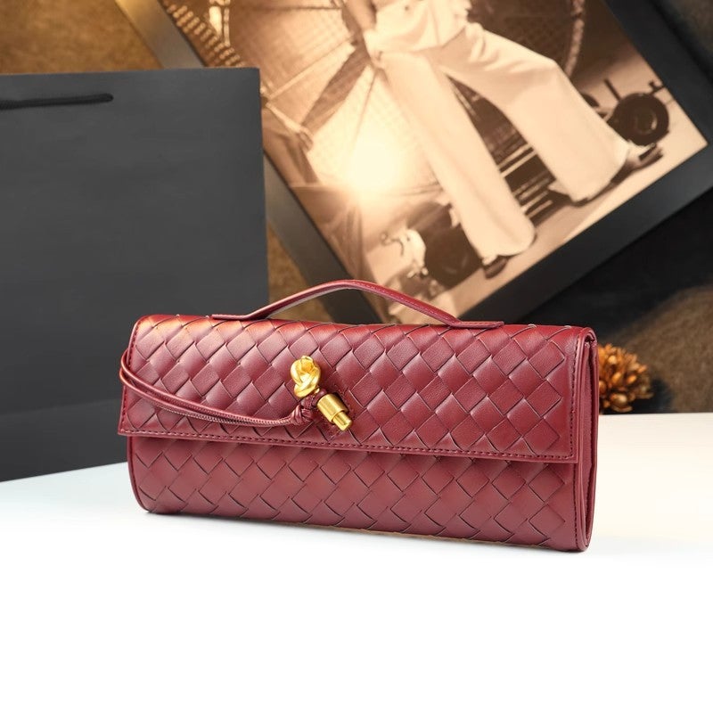 Woven Bag, Shoulder Baguette Bag, Niche High-End Horizontal Clutch Evening Bag, Cross-Body Versatile Bag, Fashionable And Exquisite Women'S Bag - Image 4