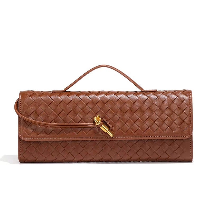 Woven Bag, Shoulder Baguette Bag, Niche High-End Horizontal Clutch Evening Bag, Cross-Body Versatile Bag, Fashionable And Exquisite Women'S Bag - Image 5