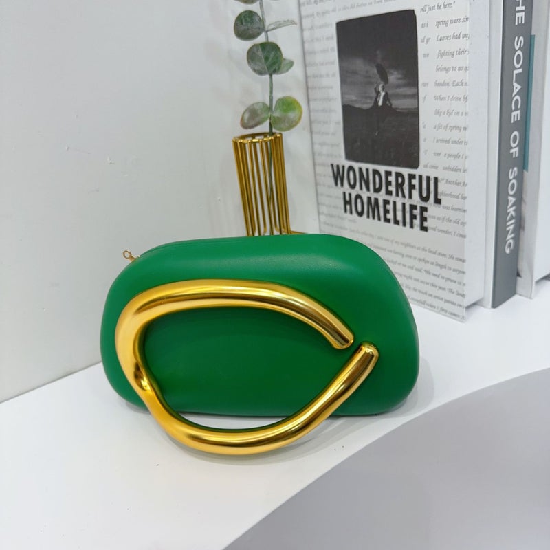 Acrylic Round Box Clutch Evening Bag with Metal Handle - Image 2