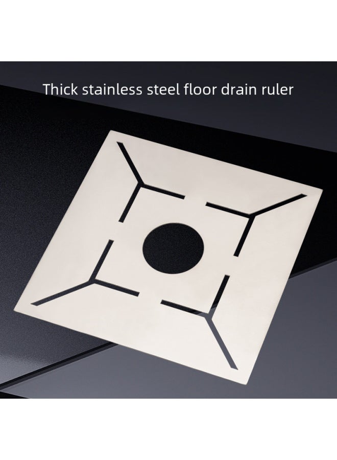 Flower-shaped Floor Drain Ruler Multi-functional Design Tile Measuring Locator Thickened Stainless Steel Special-shaped Angle Ruler Bricklayer Tools-Model:Stainless Steel (30x 30cm)50 Holes - Image 3