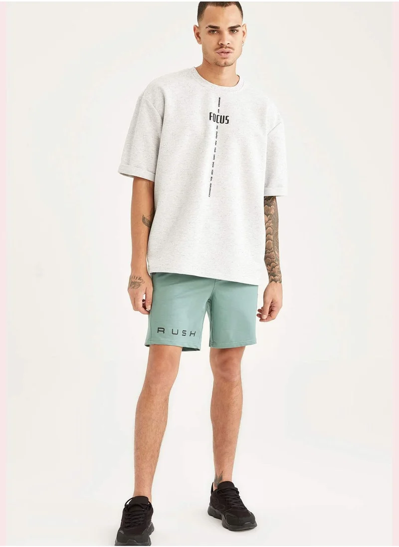 DeFacto Slim Fit Text Print Sports Short