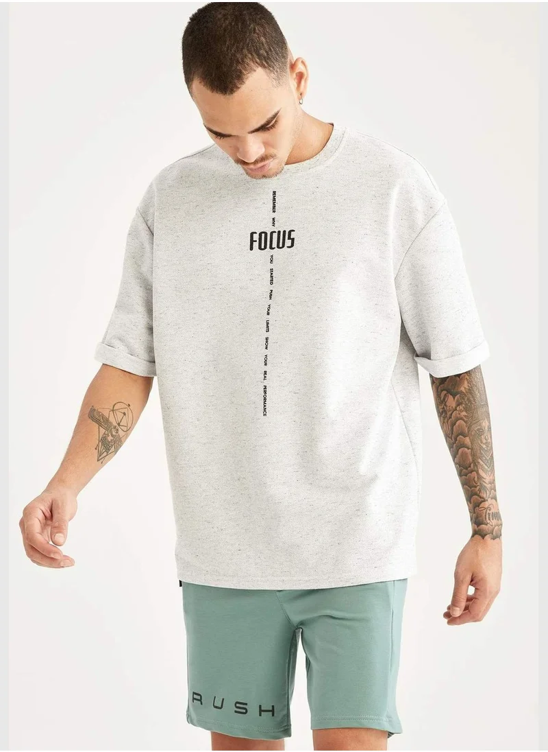 DeFacto Slim Fit Text Print Sports Short