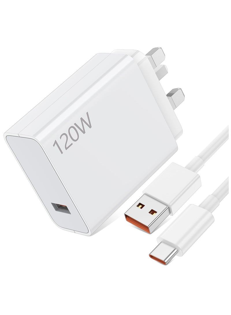 120W Fast Charger with 1.0m Type-C 5a Fast Cable, USB C Cable Multifunctional Super Fast Charging Adapter for Xiaomi 14 Ultra 13t Pro 13 12t 12 11t Redmi Note 12 Pro  - Image 1