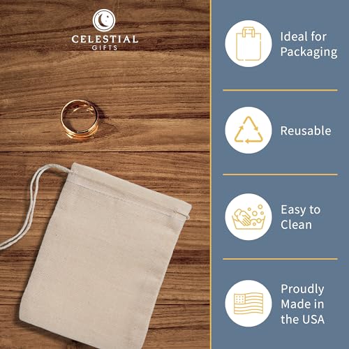 Celestial Gifts Muslin Bags - Drawstring - Small 50pcs - 3x4, Reusable Tea Bags, Jewelry Gift, Spice and Cotton Gift Sachet - 100% Cotton - Made in USA - (Natural Hem & Drawstring) - Image 2