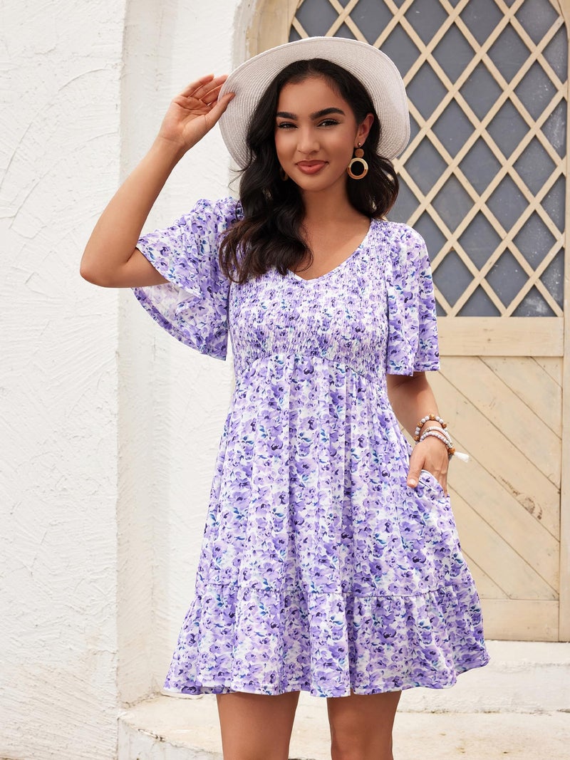 UEAL Spring Dresses for Women 2025 Easter Summer Casual Graduation Dress for Women XX-Large Purple Floral - Image 3
