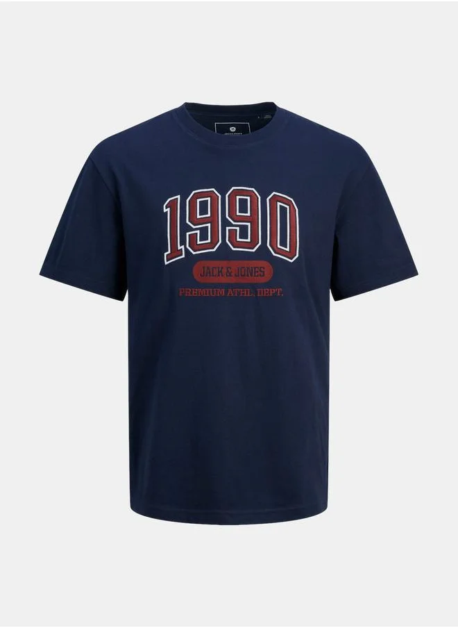 جاك اند جونز Combed Jersey Crew Neck Printed T-Shirt