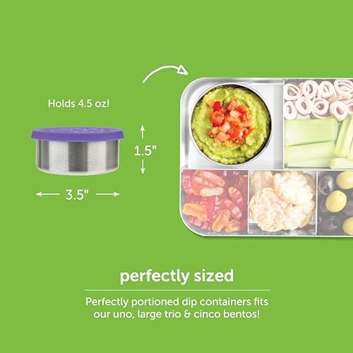 LunchBots 4.5 oz Stainless Steel Dressing Container for Condiments, Dips, Snacks, Dipping Sauce Cups with Silicone Lid, Fits in Lunch Bags and Bento Boxes - Set of 2 (Purple) - Image 2