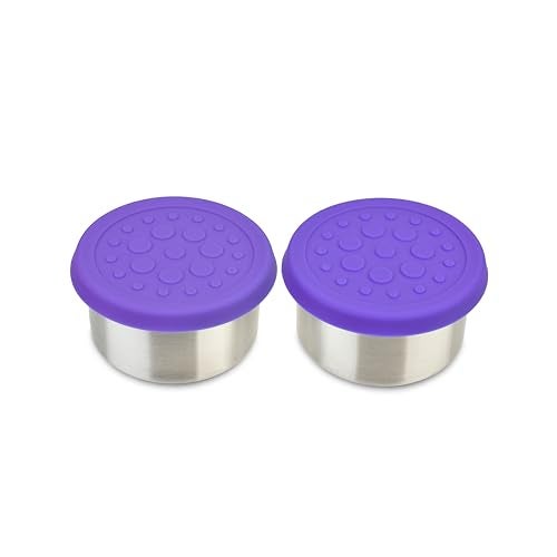 LunchBots 4.5 oz Stainless Steel Dressing Container for Condiments, Dips, Snacks, Dipping Sauce Cups with Silicone Lid, Fits in Lunch Bags and Bento Boxes - Set of 2 (Purple) - Image 1