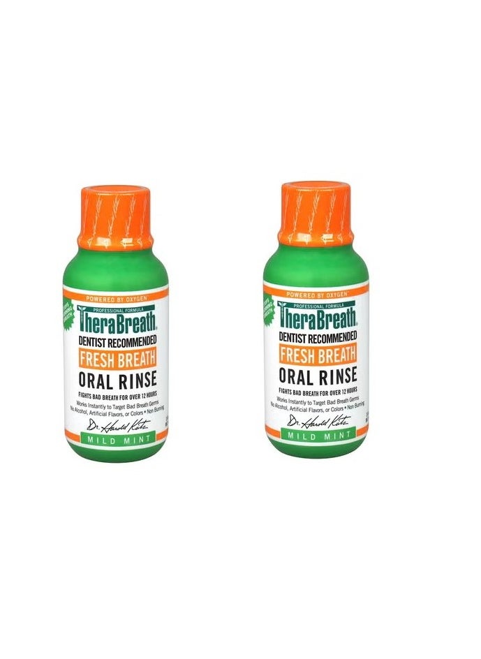 TheraBreath - TheraBreath, Fresh Breath Oral Rinse, Mild Mint Flavor, 3 fl oz (88.7 ml) (2 Pack) - Image 1