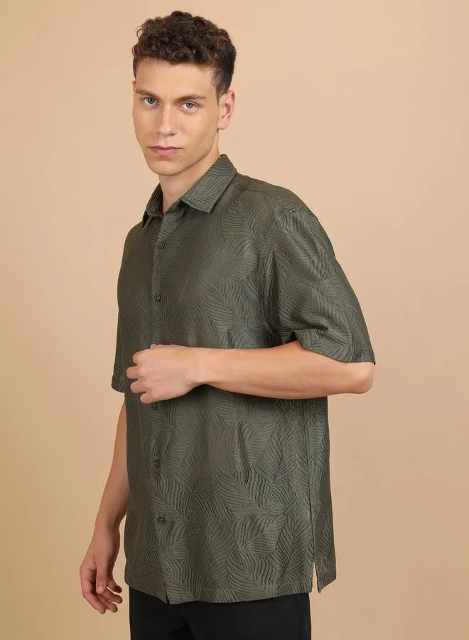 HIGHLANDER Oversized Textured Cutaway Shirt by Styli