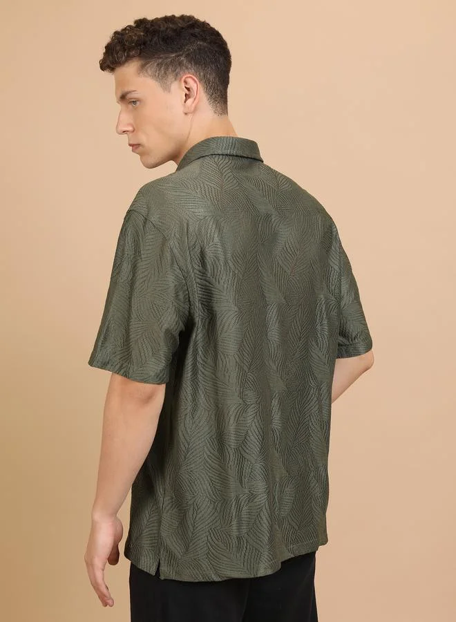 HIGHLANDER Oversized Textured Cutaway Shirt by Styli