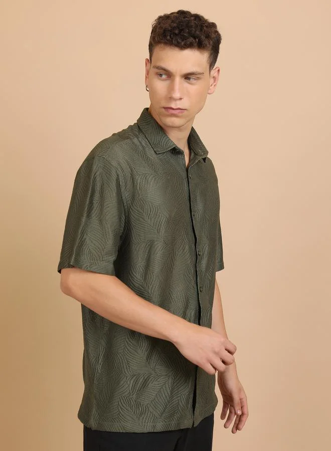 HIGHLANDER Oversized Textured Cutaway Shirt by Styli