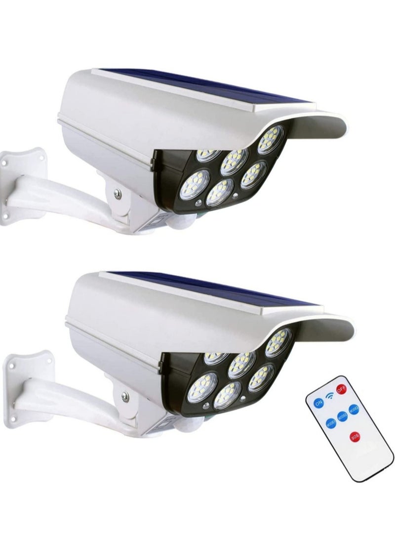 ELTRAZONE Solar Wall-mounted Light with Remote Control Auto Infrared Motion ​Sensor Light simulation Surveillance CCTV Light Roatable Angle Adjustable Wall Light for Outdoor Corridor Pathway Diwali Diya(2 Pack) - Image 1