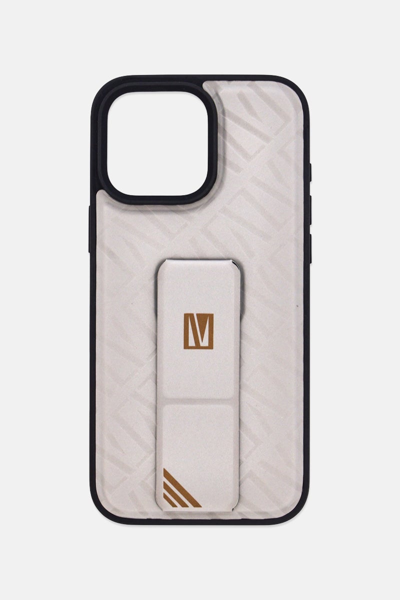 LEVELO iPhone 16 Pro Max Morphix Cuero Grip Stand  Protective Case, Grey - Image 1