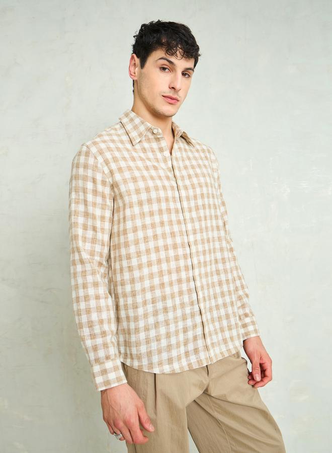 SASSAFRAS Men Checked Long Sleeve Relaxed Fit Shirt - Image 3