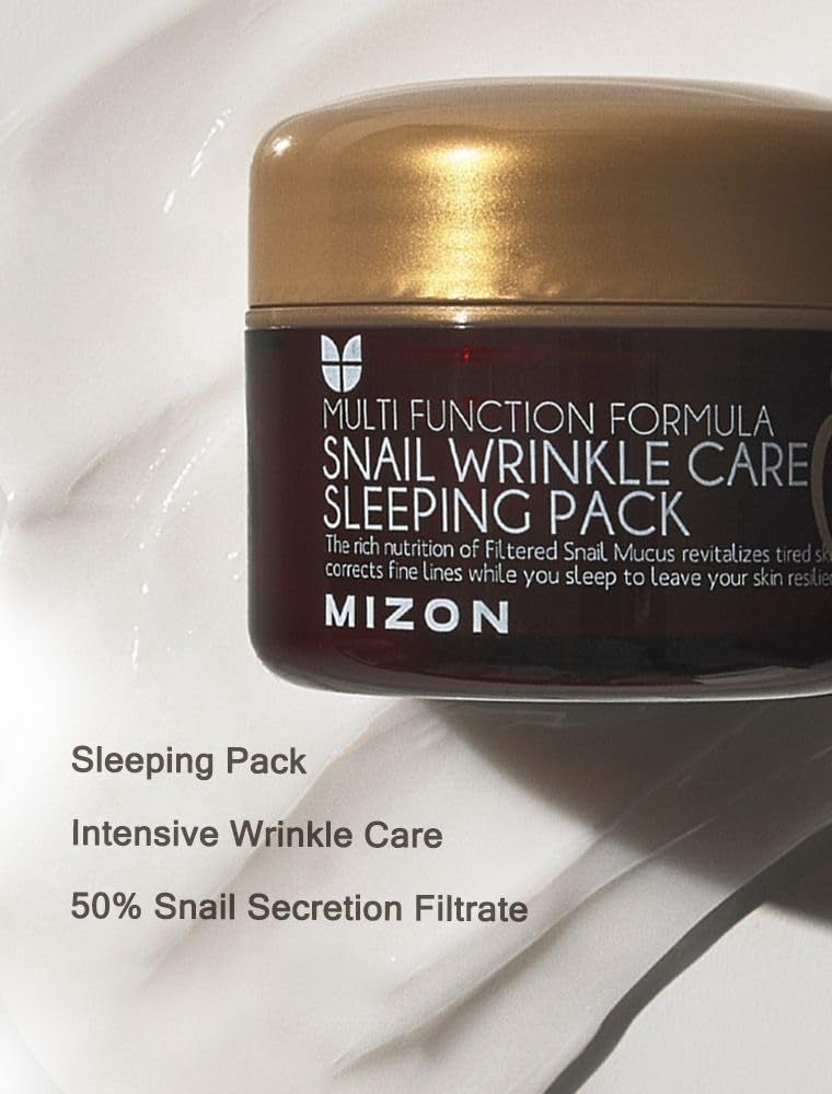 MIZON Snail Wrinkle Care Sleeping Pack Snail Mucin Nourishing mask with Adenosine Shea Butter Overnight Firming Mask for Damaged Skin Fine Line (2.7 FL oz) - Image 4