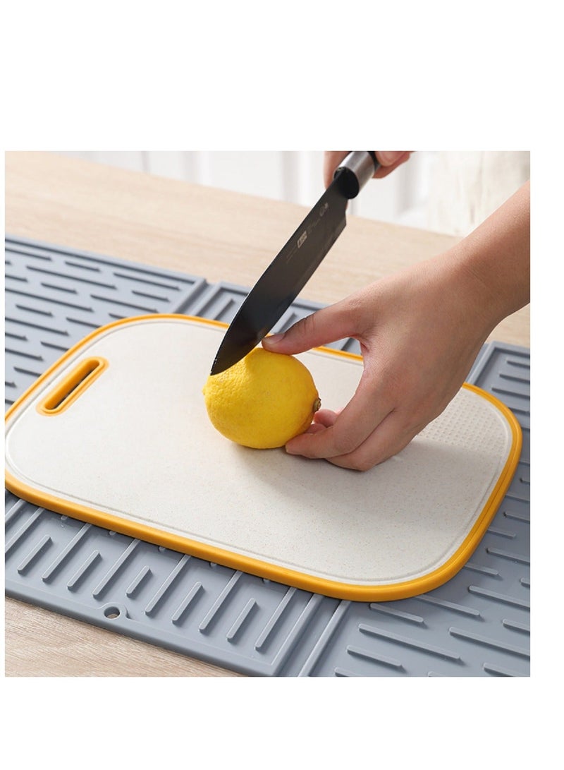 Y&D Silicone Dish Drainer Mat, Collapsible Trifold Easy Storage Drying Mat for Kitchen Counter Heat & Cold Resistant, to Clean Anti-Slip Durable - Image 2