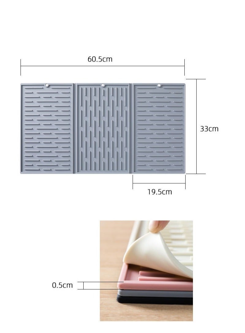 Y&D Silicone Dish Drainer Mat, Collapsible Trifold Easy Storage Drying Mat for Kitchen Counter Heat & Cold Resistant, to Clean Anti-Slip Durable - Image 4