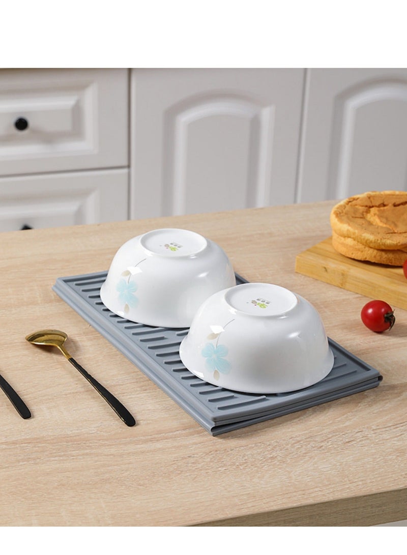 Y&D Silicone Dish Drainer Mat, Collapsible Trifold Easy Storage Drying Mat for Kitchen Counter Heat & Cold Resistant, to Clean Anti-Slip Durable - Image 5