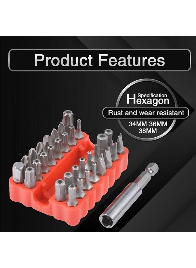 33Pcs Tamper Proof Security Screw Hex Bit Head Set, Security Bit Set with Magnetic Extension Bit Holder in a Case  - Image 3