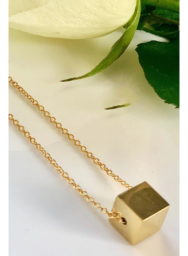 Julia Store 18K Gold Plated Stainless Steel Trendy Love Friendship Elegant Dainty Stainless Steel Gold Necklace for Women Square Cubic Stylish Necklace For Women Gift - Image 1