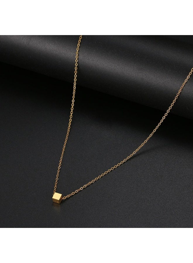Julia Store 18K Gold Plated Stainless Steel Trendy Love Friendship Elegant Dainty Stainless Steel Gold Necklace for Women Square Cubic Stylish Necklace For Women Gift - Image 2