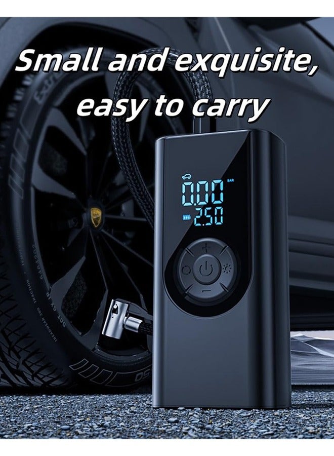 Generic Tire Inflator Portable Air Compressor, 150 PSI Cordless Mini Bike Tire Pump, Air Pump for Auto, Motorcycle, Bicycle, Balls with Pressure Gauge&LED Light, Black  - Image 5