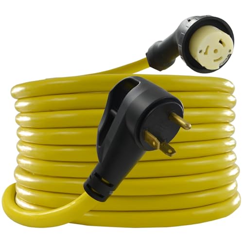 Conntek 25-Feet RV 30A to 50A Power Adapter Cord Eay Grip Handle, Power Indicator, Locking Connector - Image 1