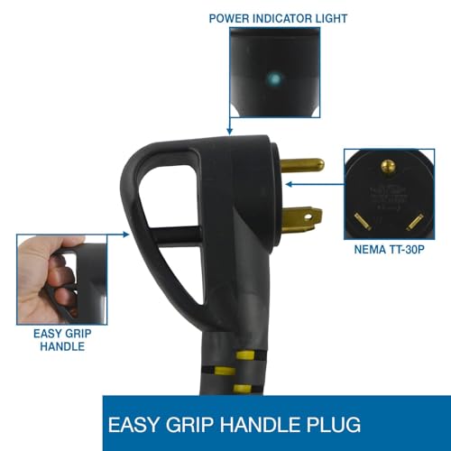 Conntek 25-Feet RV 30A to 50A Power Adapter Cord Eay Grip Handle, Power Indicator, Locking Connector - Image 3