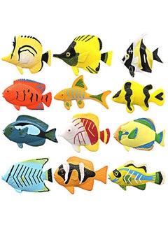 HAPTIME 12Pcs Tropical Fish Toys Set, Pastic Cute Sea Life Creatures Learning Educational Toy Party Favors & Christmas Gifts For Boys, Girls, Kids  - Image 1