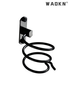 WAOKN Bathroom Hair Dryer Holder, Adhesive Wall Mounted Chrome Finished Hair Care Tools Holder Rack Hair Care Styling Tools Organizer Hanger with Self-Adhesive Adhesive and Cable Hook (black)  - Image 5