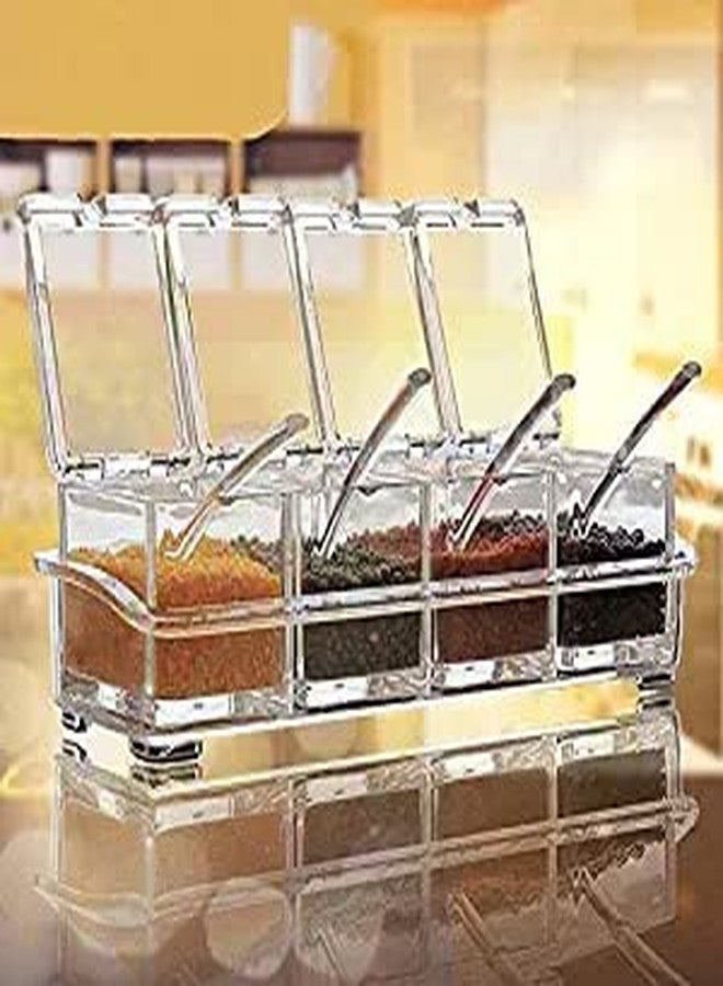 EKANTIK Crystal Seasoning Box Pepper Salt Spices Kitchen Dispenser See Through Rack Storage Case Containers Cooking Tools Sugar Cruet Cover (Pack of 1, Transparent) - Image 2