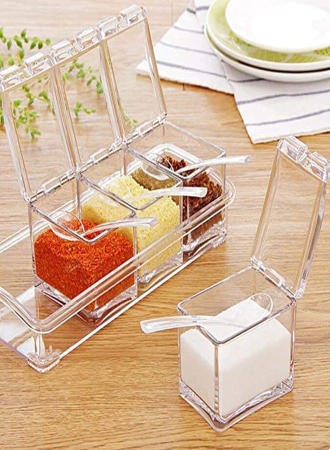 EKANTIK Crystal Seasoning Box Pepper Salt Spices Kitchen Dispenser See Through Rack Storage Case Containers Cooking Tools Sugar Cruet Cover (Pack of 1, Transparent) - Image 3