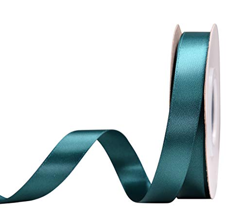 YAMA Double Face Satin Ribbon - 5/8" 25 Yards for Gift Package Wrapping,Floral Design,Hair Bow Clip Making,Crafting,Sewing,Wedding Decor, Teal - Image 1
