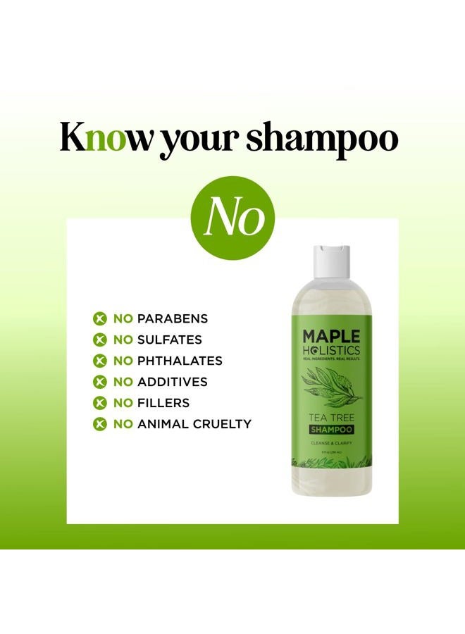 Maple Holistics Clarifying Shampoo for Build Up & Oily Hair - Tea Tree Shampoo for Men and Women with Rosemary Essential Oil for Oily Hair and Scalp - Color Safe Vegan Sulfate Silicone & Paraben Free (8 Fl Oz) - Image 4