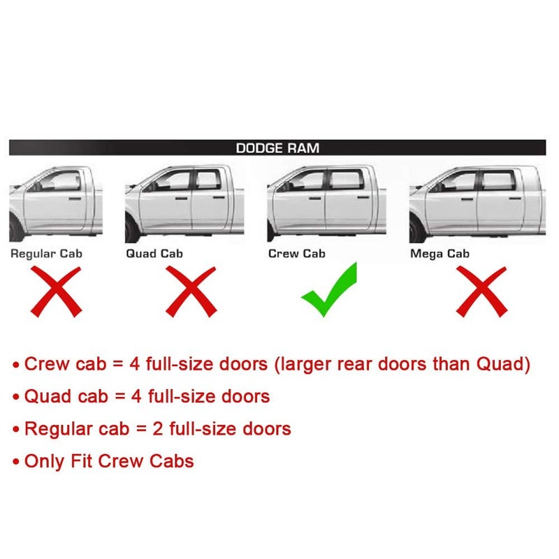 ECOTRIC Trail Armor Rocker Panel Cover Compatible with 2009-2018 Dodge Ram 1500 2500 3500 Classic Crew Cab Guard Sill Trim Replacement for 14064 - Image 5