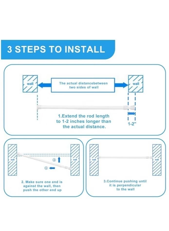 إيليلي قضيب ستارة زنبركي تلسكوبي من قطعتين أبيض 70-120 سم - Image 4