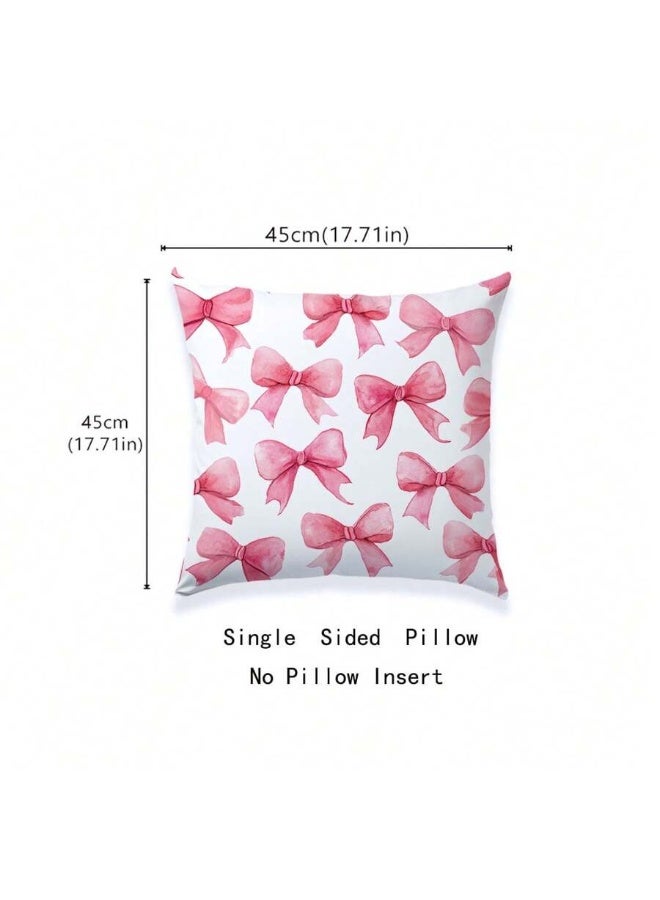 طقم ٤ غطاء وسائد زخرفية – تصاميم فيونكات وردية وكرز، ٤٥×٤٥ سم - Image 2